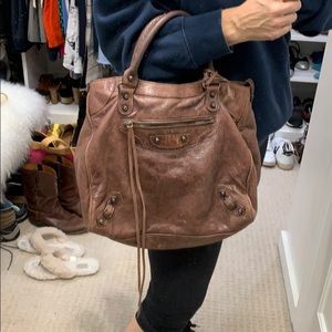 Balenciaga brown leather purse